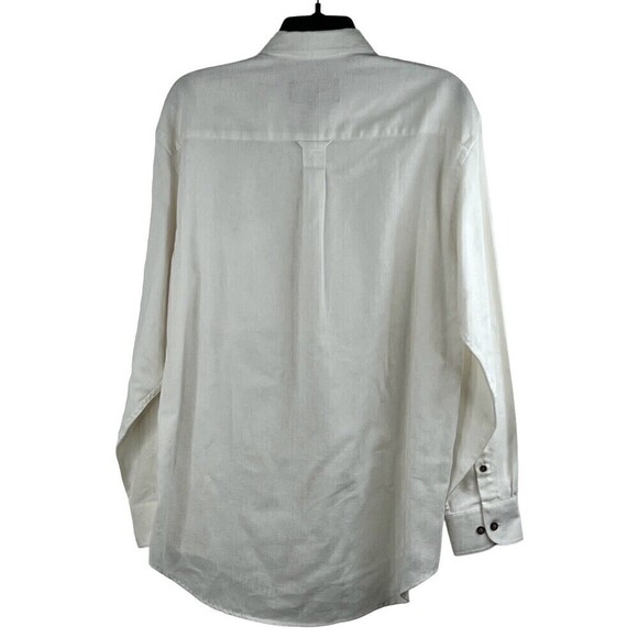 Lancia Genuine Sport Long Sleeve Button Down Linen Blend Shirt Off White Medium - Picture 3 of 7